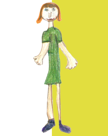 Drawing of Green Dress Girl